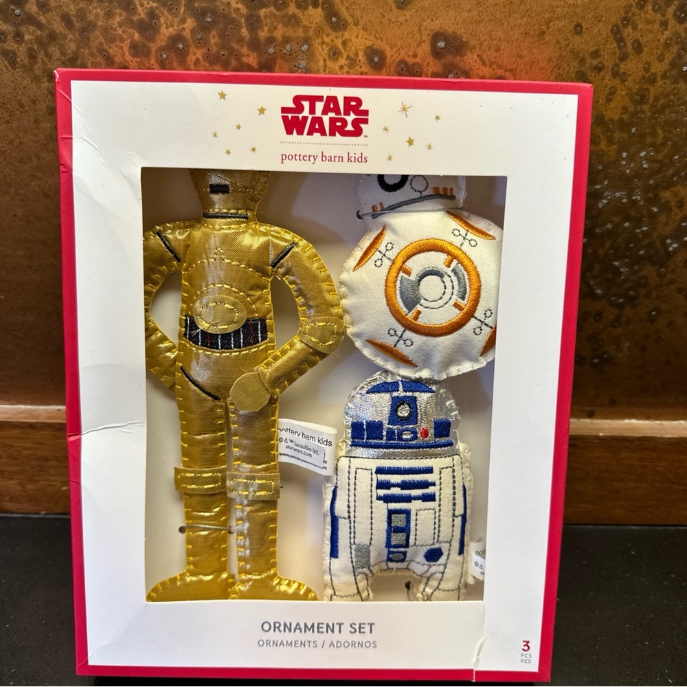 Pottery Barn Kids Star Wars Droid 3 Piece Ornament Set NEW